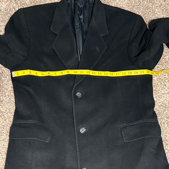 Oleg Cassini Luxurious Cashmere Wool Blend Classic Black Trenchcoat - Picture 8 of 12